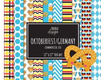 Germany paper set, oktoberfest paper, commercial use, digital paper, digital srapbook, oktoberfest, germany patterns, cute paper