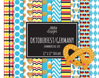 Germany paper set, oktoberfest paper, commercial use, digital paper, digital srapbook, oktoberfest, germany patterns, cute paper