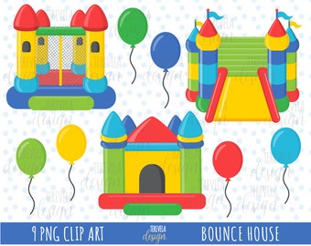 BOUNCE HOUSE clipart, party clipart, bounce castle clipart, commercial use, balloons clipart, cute clipart, party images, bouncing, jumping