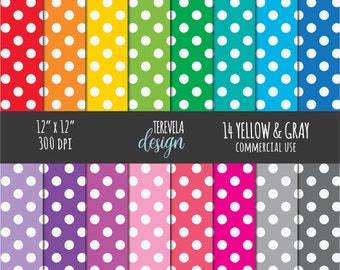 POLKA DOT digital paper, commercial use papers, digital scrapbook papers, digital background, polka dot paper, paper pack