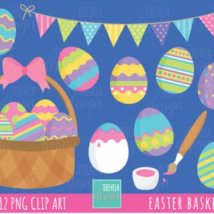 EASTER clipart, easter bascket clipart, easter egg clipart, commercial use, Easter party, painting eggs, banner, easter craft, eggs, cute