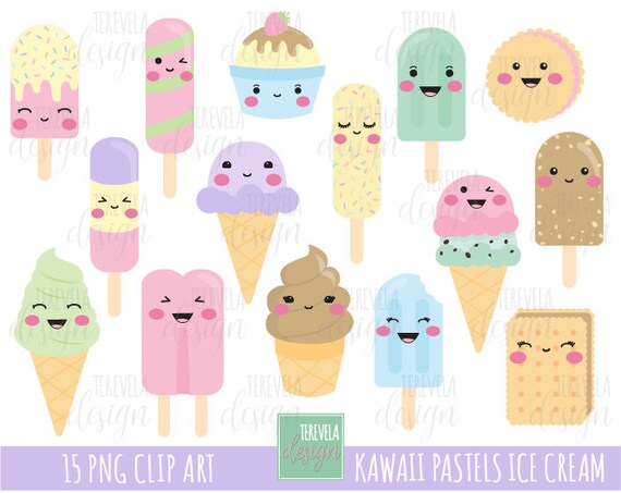 Kawaii Ice cream Clipart, ice cream clip art, kawaii clip art, cute ice  cream digital art, kawaii commercial use with Instant Download