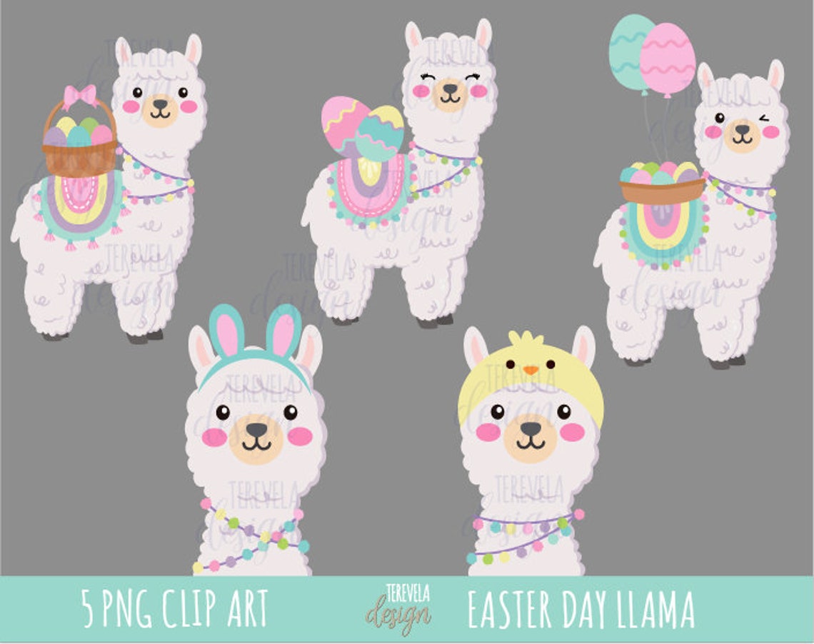 EASTER Llama Clipart Commercial Use Llama Easter Day Etsy