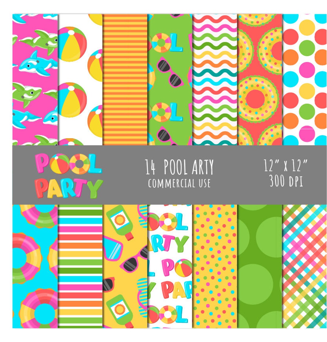 Pool Party Paper, Orca Float, Commercial Use, SUMMER, Pink Pool Party