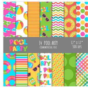 pool party paper, orca float, commercial use, SUMMER, pink pool party paper, girl pool party, sunglasses, summer party, bright color summer