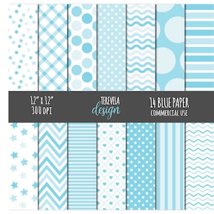 BLUE digital paper, commercial use, blue paper pack, blue stripes paper, scrapbook paper, background, cute, boy paper, blue dots paper