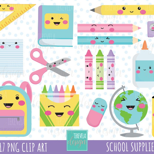 SCHOOL clipart, pink school, teachers, commercial use, back to school clipart, college clip art, kawaii clipart, cute graphics, pencil, glue