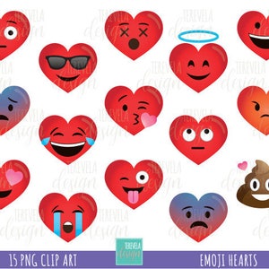 hearts clipart, emoji clipart, emoji herats clipart, commercial use, fun clipart, valentine clipart, emoticons clipart, valentine&#39;s day