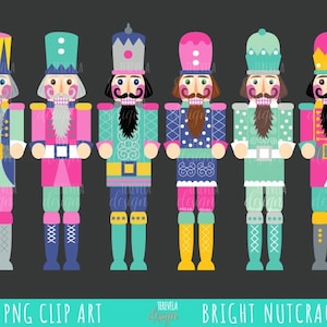 Quebra-nozes clipart, clipart de natal, uso comercial, natal rosa, quebra-nozes rosa, quebra-nozes de cores brilhantes, natal azul-petróleo, fofo