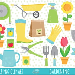 GARDEN clipart, spring clipart, commercial use, gardening clipart, cute graphics, flowers graphics, gardening, garden tools, flowers, tulip