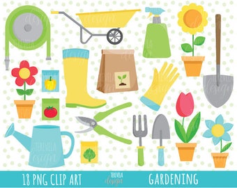 GARDEN clipart, spring clipart, commercial use, gardening clipart, cute graphics, flowers graphics, gardening, garden tools, flowers, tulip