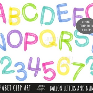 BALLOON alphabet, balloons letters, balloons clipart, commercial use, celebration, balloon numbers, cute balloons, party letters, kids