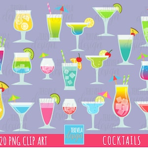 COCKTAILS clipart, bebidas clipart, uso comercial, clipart de verano, gráfico lindo, fiesta de verano, bebidas, clipart de fiesta, tropical