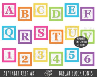 BLOCKS FONTS Clipart, bright colors fonts, kids blocks Clip Art, colorful block fonts, toys, commercial use, block toy, kids letters, colors