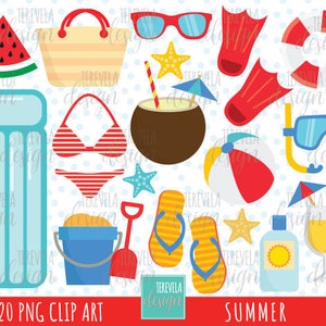 SUMMER clipart, summer graphics, commercial use, beach clipart, pool clipart, summer party, pool, beach, watermelon, inflatable, beach, ball