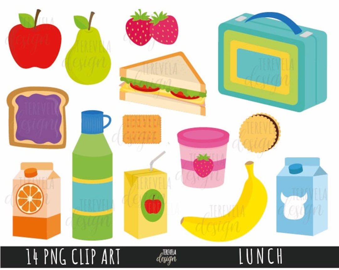 LUNCH Clipart, Food Clipart, Healthy Food, Commercial Use, Meals