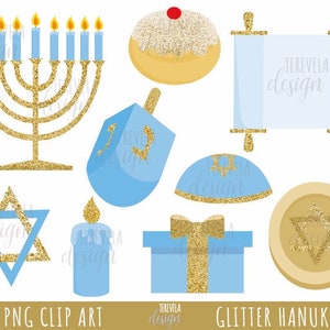 Chanukka Clipart, Glitzer Hanukah, Uso Comercial, Descarga Instantánea, Menorah, Jannukah, David Stern, oro Chanukka, Glitzer, dreidel