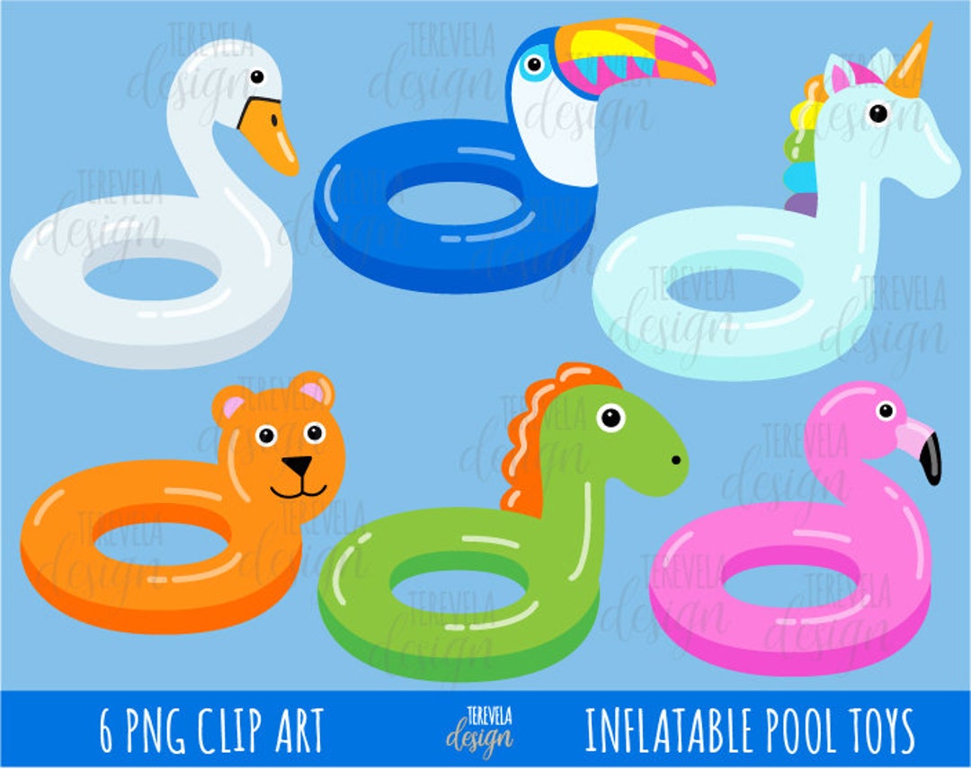 INFLATABLE Pool Toys Clipart, POOL PARTY Clipart, Summer Clipart, Commercial Use, Pool Toys