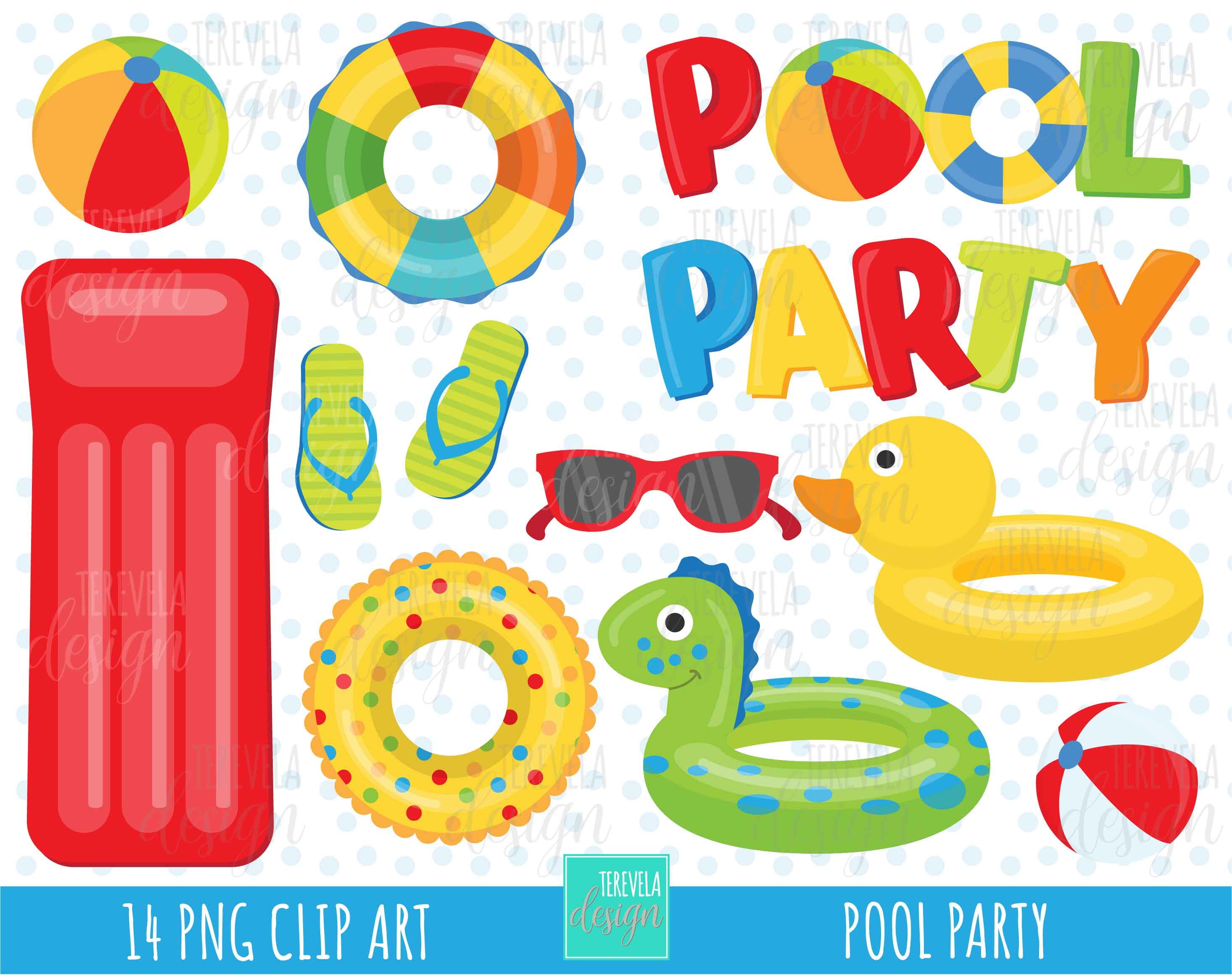 Pool Party Clipart Summer Clipart Commercial Use Pool 