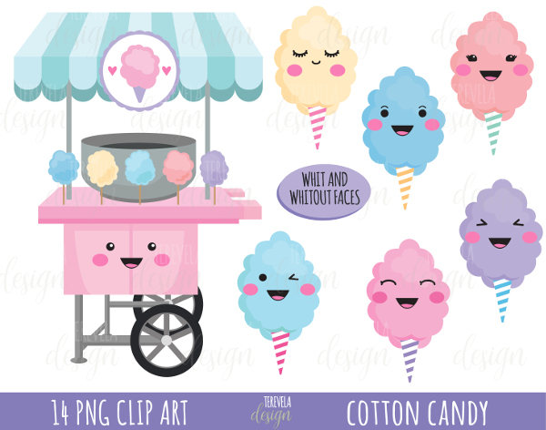 Cotton Candy Clipart Cotton Candy Printable Commercial Use - Etsy