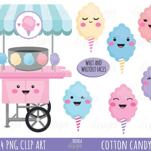 cotton candy clipart, cotton candy printable, commercial use, candy clipart, instant download,kawaii clipart