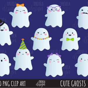 GHOST CLIPART, Halloween Clipart, kommerzielle Nutzung, kawaii Geister Clipart, süße Geist Sublimation