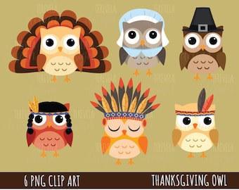 THANKSGIVING clipart, FALL, autumn clipart, thanksgivin owls clipart, commercial use, kawaii clipart, fall graphics, cute images