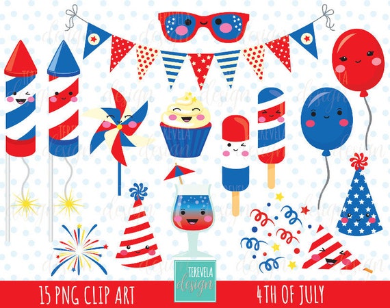 4th Of July Clipart July Fourth Graphics Independence Day Etsy