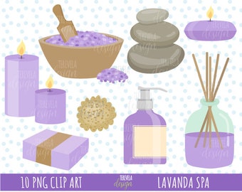 LAVANDA SPA clipart, spa clipart, beauty clipart, commercial use, beauty salon, health, candles, relax, care, nature, lavanda, soup, cute