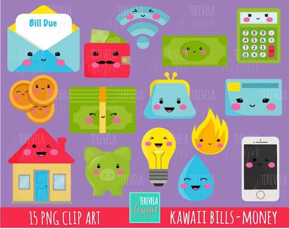 Bills Due Clipart Monthly Bills Kawaii Clipart Commercial Etsy