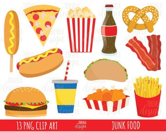 junk food clipart, fast food clipart, commercial use, food clipart, food clipart, pizza, hamburger, hot dog, fast food, soda, bacon, taco