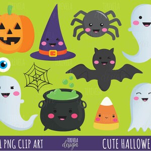 HALLOWEEN clipart, cute halloween clipart, kawaii halloween clipart, commercial use, kawaii clipart, ghost/bat/pumking/graphics