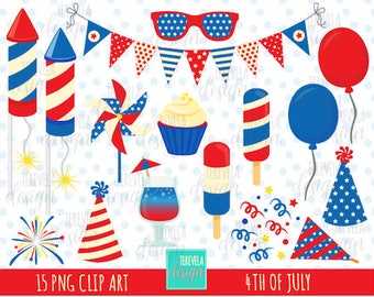 Clipart du 4 juillet, clipart julio cuarta, clipart día de la independencia, uso comercial, cuarto de julio, lindo, día de la independencia