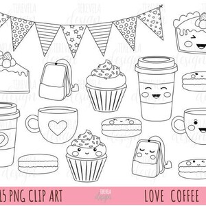 love digitl stamp, love coffee stamp, commercial use, valentine&#39;s day digi stamp, desserts, macarrons, cute stamps, valentines, valentine&#39;s