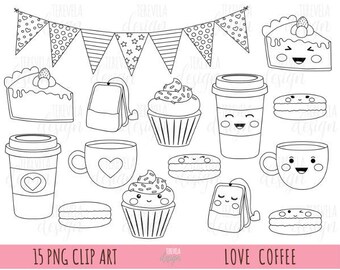 Liebe digitl Stempel, Liebe Kaffeestempel, kommerzielle Nutzung, Valentinstag Digi Stempel, Desserts, Macarrons, süße Briefmarken, Valentinstag, Valentinstag