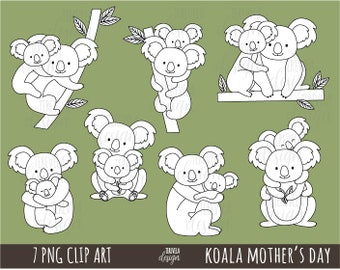 Sellos DÍA DE LA MADRE, sellos mamá, sellos digitales KOALA, uso comercial, animales, koalas, día de las madres, madre, osos, oso, día de la madre, lindo
