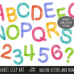 BALLOON LETTERS, balloons alphabet, party alphabet, balloons letters clipart, commercial use, celebration, balloon numbers, cute balloons