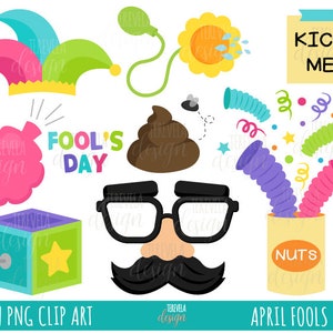 APRIL FOOL'S clipart, prank clipart, commercial use, joke clipart, funny clipart, april fools, clowns, party, jokes, fun, april 1, sale image 1
