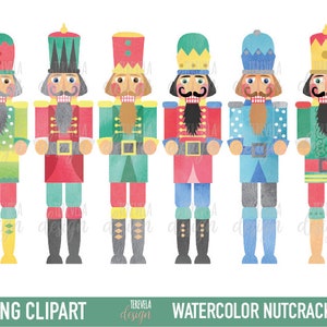 Clipart NUTCRACKER, WATERCOLOR NUTCRACKER, clipart de natal, uso comercial, gráficos de natal, download instantâneo, aquarela de Natal