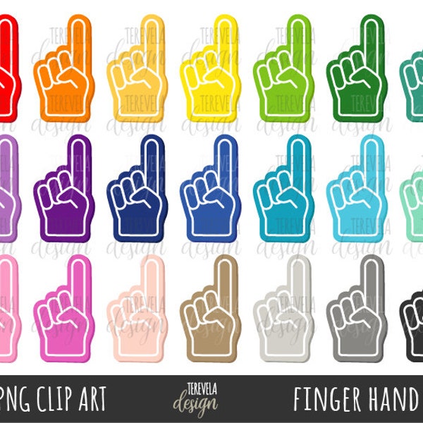 FINGER HAND clipart, number one, father's day, commercial use, COLOR hand, support, team, foam hand, number 1, best dad, class, multicolor