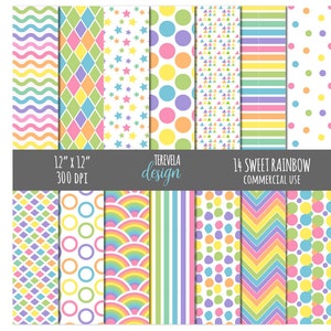 RAINBOW digital paper, sweet rainbow, commercial use, pastel colors, web design, pastel rainbow paper, cute background, pastel colors paper