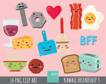 FRIENDS clipart, kawaii love clipart, perfect match, commercial use, cute graphics, love clipart, valentine clipart, cute