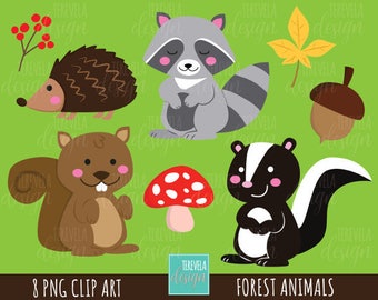 FOREST ANIMALS clipart, woodland graphics, commercial use, fall clipart, autumn clip art, kawaii clipart, cute graphics