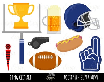 FOOTBALL clipart, clipart football américain, clipart super bowl, utilisation commerciale, casque de football, sports, super bowl, ballon, casque bleu