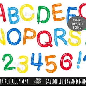 BALLOON alphabet, balloons letters, party alphabet, balloons clipart, commercial use, celebration, balloon numbers, cute balloons