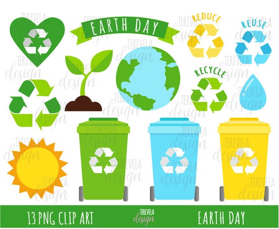 Earth Clipart Earth Day Clipart Recycle Clipart Commercial Etsy