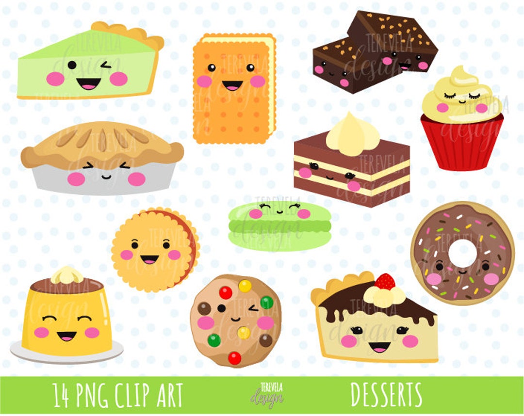 KAWAII FOOD DESSERTS Clipart Food Clipart Commercial