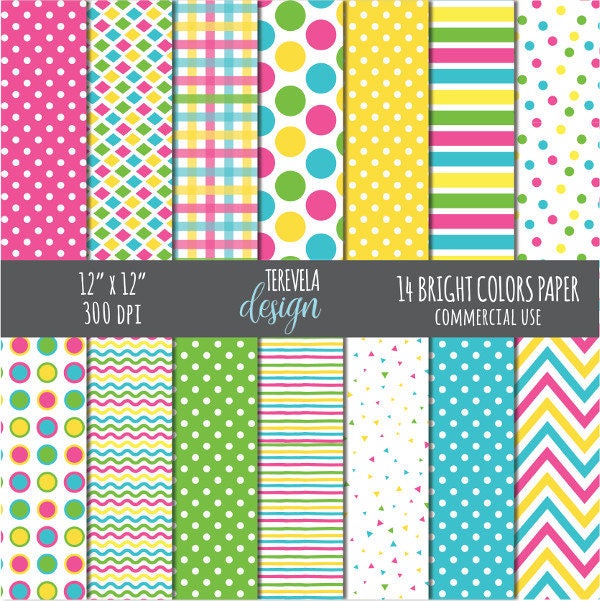 50 sale bright colors paper digital paper commercial use Etsy