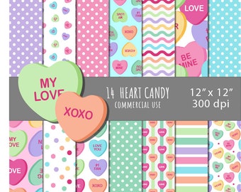 14 valentine heart digital paper commercial use