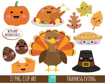THANKSGIVING clipart, commercial use, turkey clipart, kawaii clipart, cute graphics, thanksgiving images, FALL clipart, pumpkin, turkey